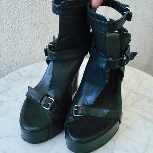 ANN DEMEULEMEESTER Blanche BUCKLED Gladiator Wedge Sandals EU 40/US 10
